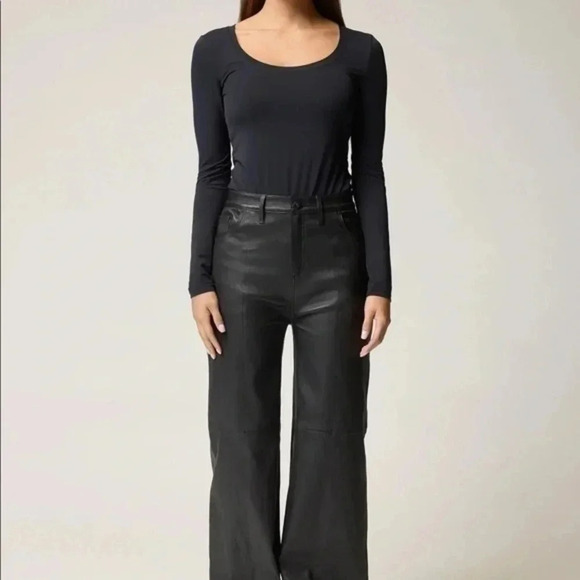 NEW LITA by Ciara - Wanted Wide Leg Leather Pant in Black - Size 28 B52 - Picture 3 of 7